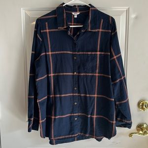 Sonoma Goods for Life Women’s Everyday Button‎ Down Plaid Long Sleeve Shirt XL